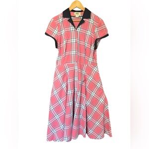 UNIQUE VINTAGE | Pink Plaid Cotton Rockabilly 1950’s Retro Dress with Pockets